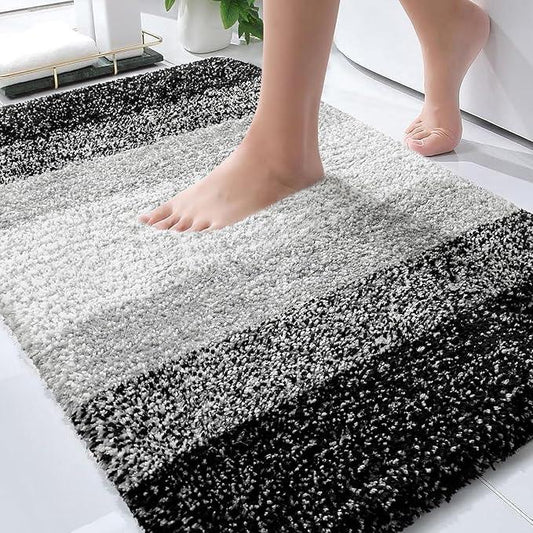 OLANLY Bathroom Rugs Mat 36x24, Extra Soft Absorbent Microfiber Bath Rugs, Rubber Backing, Quick Dry, Machine Washable Bath Mats for Bathroom Floor, Tub and Shower, Home Decor Accessories, Black - ModernBath