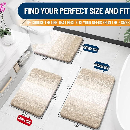OLANLY Bathroom Rugs Mat 24x16, Extra Soft Absorbent Microfiber Bath Rugs, Rubber Backing, Quick Dry, Machine Washable Bath Mats for Bathroom Floor, Tub and Shower, Home Decor Accessories, Light Beige - ModernBath