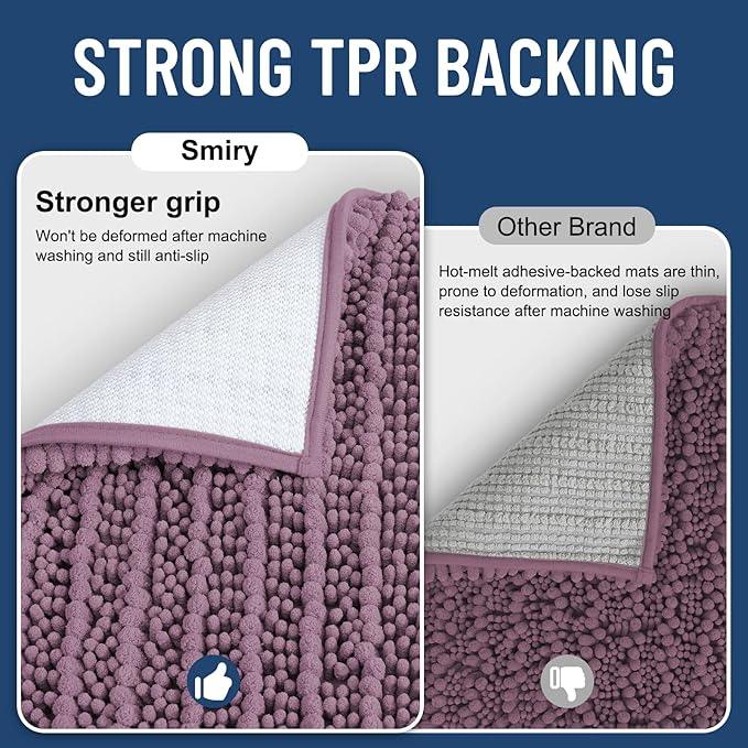 Smiry Bathroom Rugs Mat 30x20, Extra Soft Absorbent Chenille Bath Rugs, Non Slip Rubber Backing Machine Washable Quick Dry Bath Mats for Bathroom Floor, Tub, Shower, Home Decor Accessories, Deep Plum - ModernBath