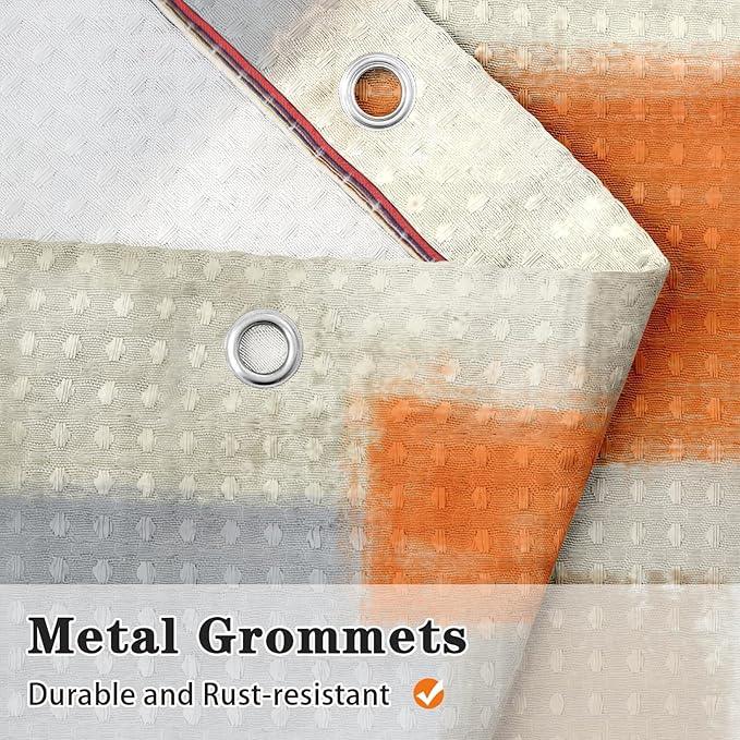 Culudea Beige Orange Painting Shower Curtain Set, Grey Contemporary Modern Bathroom Window Waterproof Shower Curtain Set for Bathroom Decor - ModernBath