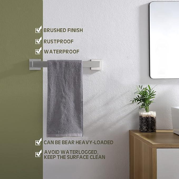 KOKOSIRI 12-Inch Single Towel Bar, Bathroom Kitchen Towel Holder, Wall Mounted SUS304 Stainless Steel Towel Rack, Brushed Nickel, B4003BR-L12 - ModernBath