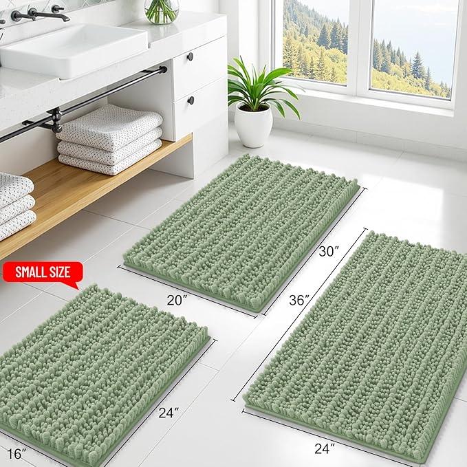 Smiry Bathroom Rugs Mat 40x32, Extra Soft Absorbent Chenille Bath Rugs, Non Slip Rubber Backing Machine Washable Quick Dry Bath Mats for Bathroom Floor, Tub, Shower, Home Decor Accessories, Sage Green - ModernBath