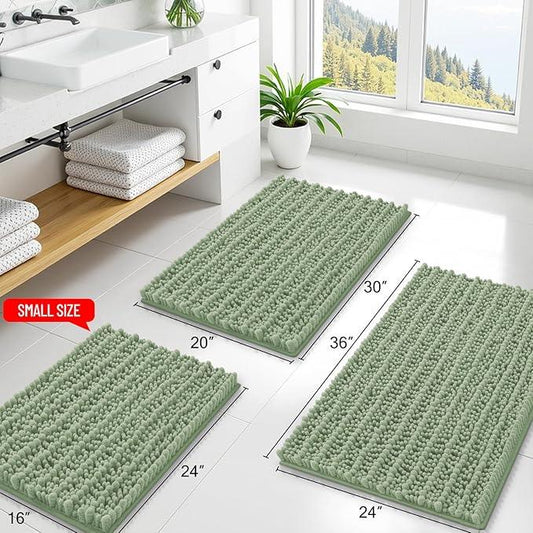 Smiry Bathroom Rugs Mat 71x47, Extra Soft Absorbent Chenille Bath Rugs, Non Slip Rubber Backing Machine Washable Quick Dry Bath Mats for Bathroom Floor, Tub, Shower, Home Decor Accessories, Sage Green - ModernBath