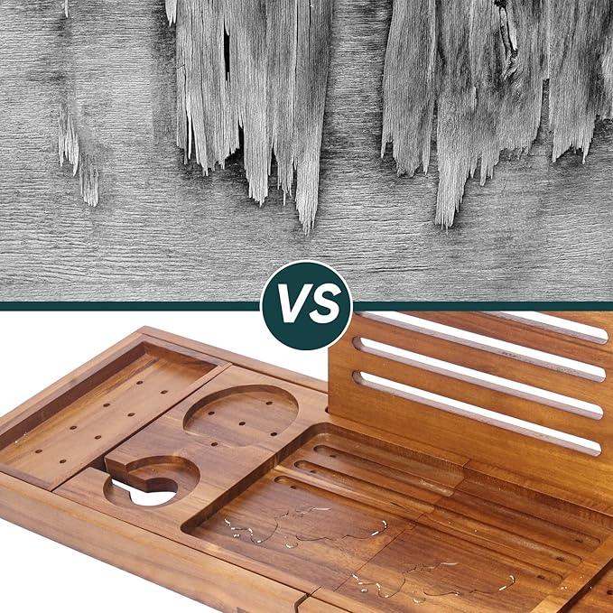 Premium Foldable Teak Bathtub Tray, Expandable Bath Tray for Tub, Luxury Bathtub & Bathroom Accessories - ModernBath
