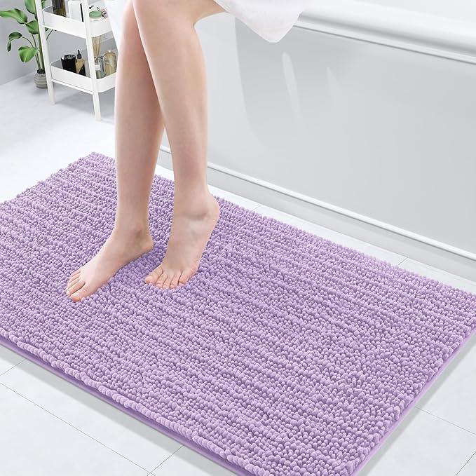 Arotive Luxury Chenille Bathroom Rug Mat, Extra Soft Thick Absorbent Shaggy Bath Rugs, Non-Slip Machine Wash Dry, Plush Bath Mats for Bathroom, Shower and Tub, 47x24, Light Purple - ModernBath