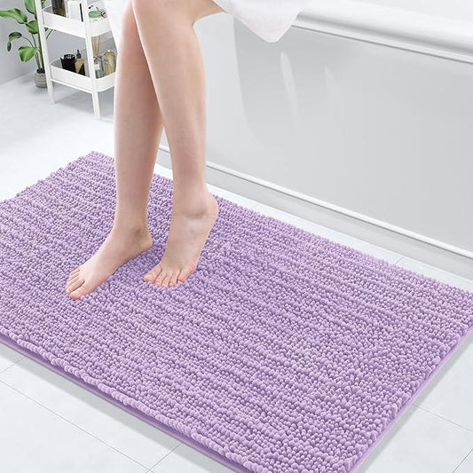 Arotive Luxury Chenille Bathroom Rug Mat, Extra Soft Thick Absorbent Shaggy Bath Rugs, Non-Slip Machine Wash Dry, Plush Bath Mats for Bathroom, Shower and Tub, 47x24, Light Purple - ModernBath
