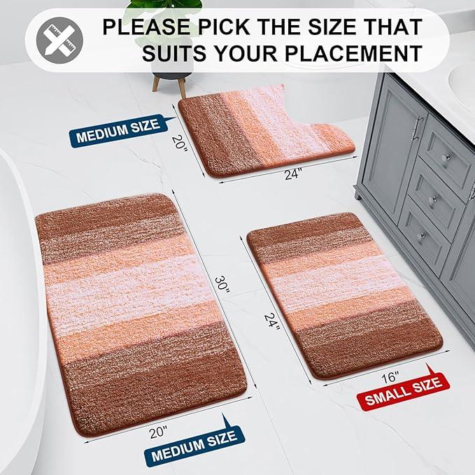 Arotive Microfiber Bathroom Rugs, Shaggy Soft and Absorbent Bath Rug, Non-Slip, Thick Plush Machine Washable Dry Bath Mats for Bathroom, Tub and Shower, 54x24, Orange, Rectangular - ModernBath