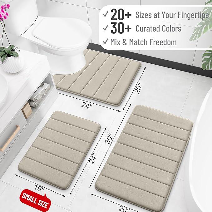 OLANLY Memory Foam Long Bathroom Rugs Runner 47x17, Super Soft Absorbent Bath Mat, Quick Dry, Machine Washable Shower Floor Rugs, Bathmat Carpet, Bathroom Home Decor Accessories, Warm Taupe - ModernBath