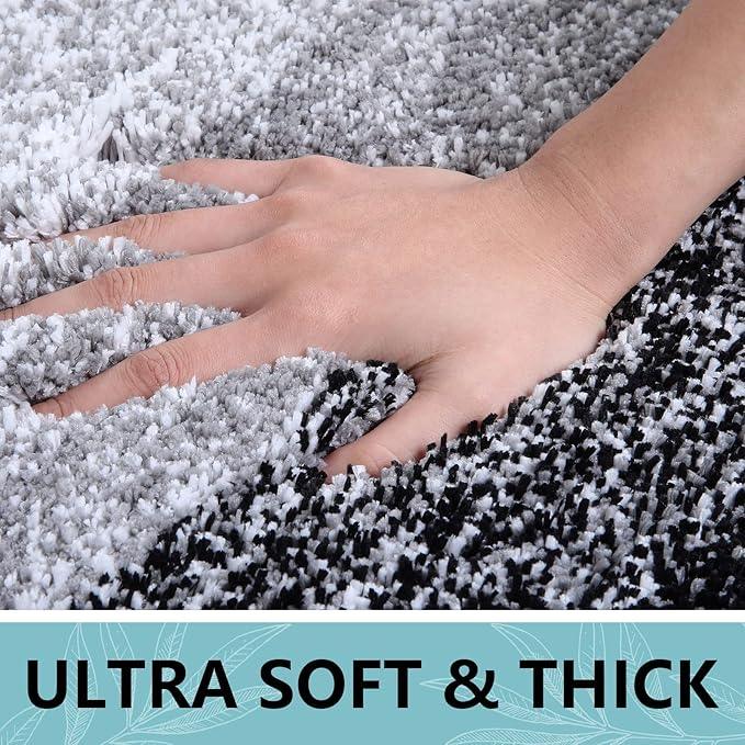 Arotive Microfiber Bathroom Rugs, Shaggy Soft and Absorbent Bath Rug, Non-Slip, Thick Plush Machine Washable Dry Bath Mats for Bathroom, Tub and Shower, 30x30, Black, Round - ModernBath