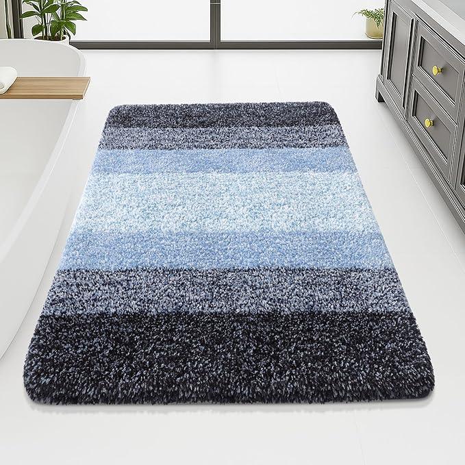 Arotive Microfiber Bathroom Rugs, Shaggy Soft and Absorbent Bath Rug, Non-Slip, Thick Plush Machine Washable Dry Bath Mats for Bathroom, Tub and Shower, 70x46, Blue, Rectangular - ModernBath
