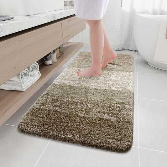 Arotive Microfiber Bathroom Rugs, Shaggy Soft and Absorbent Bath Rug, Non-Slip, Thick Plush Machine Washable Dry Bath Mats for Bathroom, Tub and Shower, 47x24, Coffee, Rectangular - ModernBath