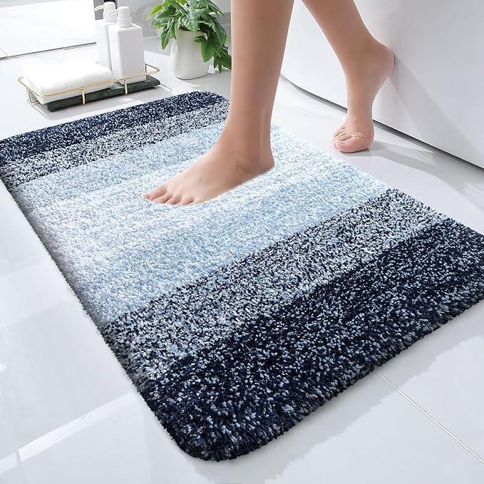OLANLY Bathroom Rugs Mat 24x16, Extra Soft Absorbent Microfiber Bath Rugs, Rubber Backing, Quick Dry, Machine Washable Bath Mats for Bathroom Floor, Tub and Shower, Home Decor Accessories, Navy Blue - ModernBath