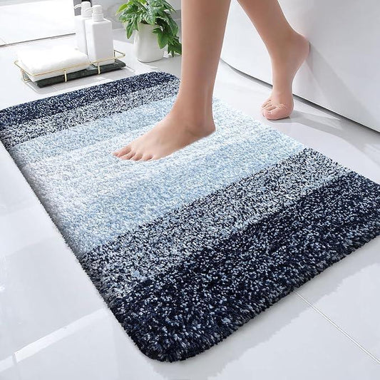 OLANLY Bathroom Rugs Mat 24x16, Extra Soft Absorbent Microfiber Bath Rugs, Rubber Backing, Quick Dry, Machine Washable Bath Mats for Bathroom Floor, Tub and Shower, Home Decor Accessories, Navy Blue - ModernBath
