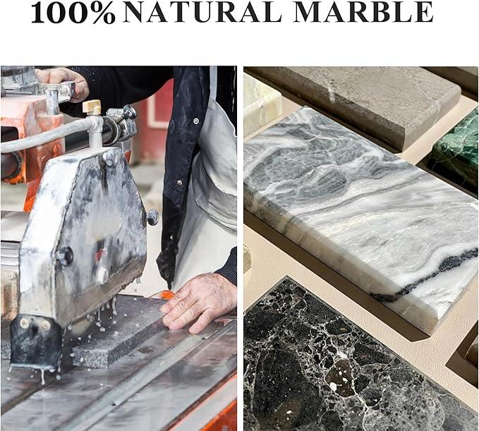 Real Natural Marble Tray for Bathroom, Genuine Marble Stone Vanity Tray, Luxury Storage Trays for Kitchen, Vanity, Home Decor, Dresser, Non-Resin/Non-Ceramic, 12"x 8"x 1.2", Black - ModernBath