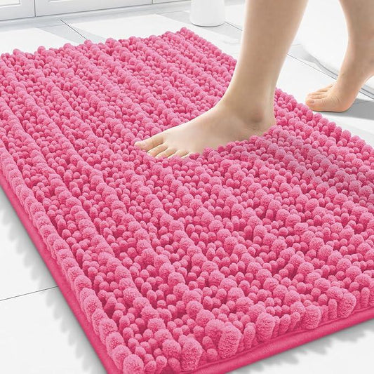 Smiry Bathroom Rugs Mat 30x20, Extra Soft Absorbent Chenille Bath Rugs, Non Slip Rubber Backing Machine Washable Quick Dry Bath Mats for Bathroom Floor, Tub, Shower, Home Decor Accessories, Hot Pink - ModernBath