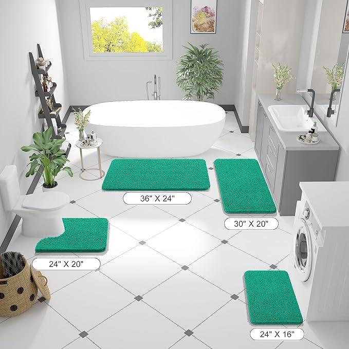 OLANLY Bathroom Rugs 30x20, Extra Soft Absorbent Chenille Bath Rugs, Rubber Backing Quick Dry, Machine Washable Bath Mats for Bathroom Floor, Tub and Shower, Home Decor Accessories, Emerald - ModernBath