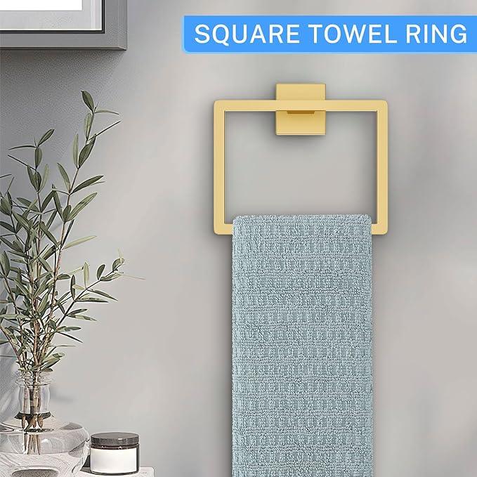 10-Piece Brushed Gold Bathroom Hardware Set Gold Towel Bar Set,Towel Holder/Rack for Bathroom,Stainless Steel Wall-Mounted 23.6 Inch Bathroom Accessories Set - ModernBath