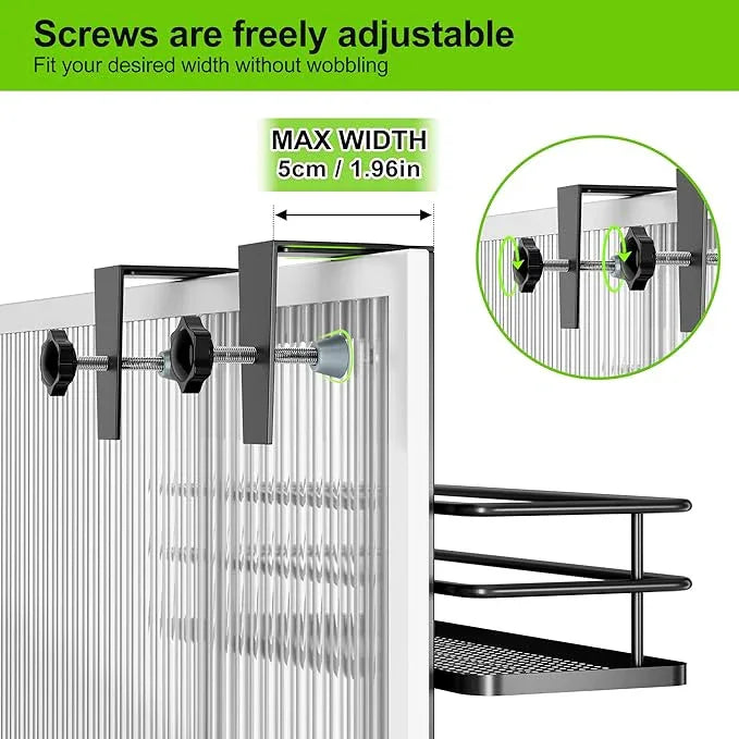 Orimade Adjustable Hanging Over the Shower Door Caddy with Hooks, Bathroom Organizer Shelf Storage Rack,No Drilling Rustproof Basket for Inside Shower, Matt Black 3 Tier - ModernBath