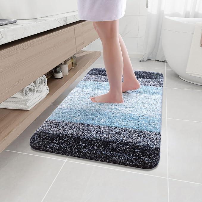 Arotive Microfiber Bathroom Rugs, Shaggy Soft and Absorbent Bath Rug, Non-Slip, Thick Plush Machine Washable Dry Bath Mats for Bathroom, Tub and Shower, 36x24, Blue, Rectangular - ModernBath