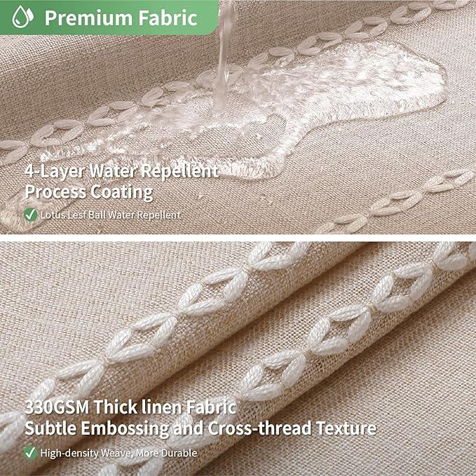 eachope No Hook Long Shower Curtain Set with Snap-in Fabric Liner,Linen Textured Thick Striped Fabric with Tassels,Boho Farmhouse Rustic Luxury Bathroom Curtain,Water-Repellent,Tan/Taupe,71x80 - ModernBath