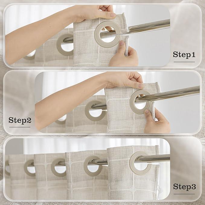 River Dream Linen Farmhouse Stall Shower Curtain with Snap-in Liner, No Hooks Needed,with Magnets,with Tassels,Water Repellent&Machine Washable,36x74Inch - ModernBath