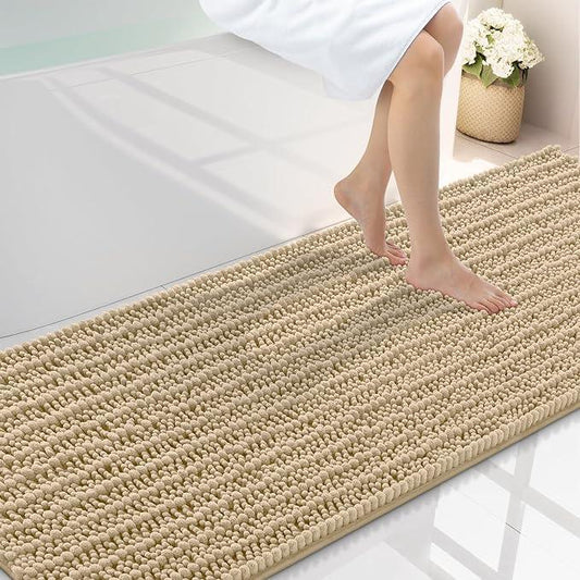 Smiry Bathroom Rugs Mat 70x24, Extra Soft Absorbent Chenille Bath Rugs, Non Slip Rubber Backing Machine Washable Quick Dry Bath Mats for Bathroom Floor, Tub, Shower, Home Decor Accessories, Beige - ModernBath