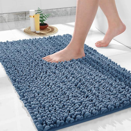 Yimobra Large Bathroom Rugs Non Slip Washable 36x24 Inch - Ultra Soft Absorbent Chenille Bath Mat, Quick Dry Shaggy Floor Carpet for Tub Shower, Denim Blue Home Decor Accessories - ModernBath