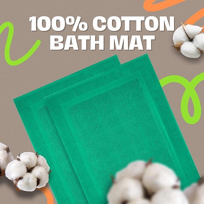 Infinitee Xclusives Premium Cotton Bath Mats for Bathroom – Pack of 2 | 34x22 Inches | Ultra Soft, Super Absorbent, Non-Slip, Machine Washable Mats (Vivid Green) [Not a Rug] - ModernBath
