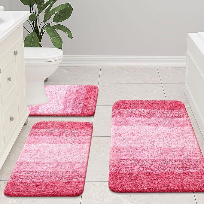 Arotive Microfiber Bathroom Rugs, Shaggy Soft and Absorbent Bath Rug, Non-Slip, Thick Plush Machine Washable Dry Bath Mats for Bathroom, Tub and Shower, 59x20, Pink, Rectangular - ModernBath