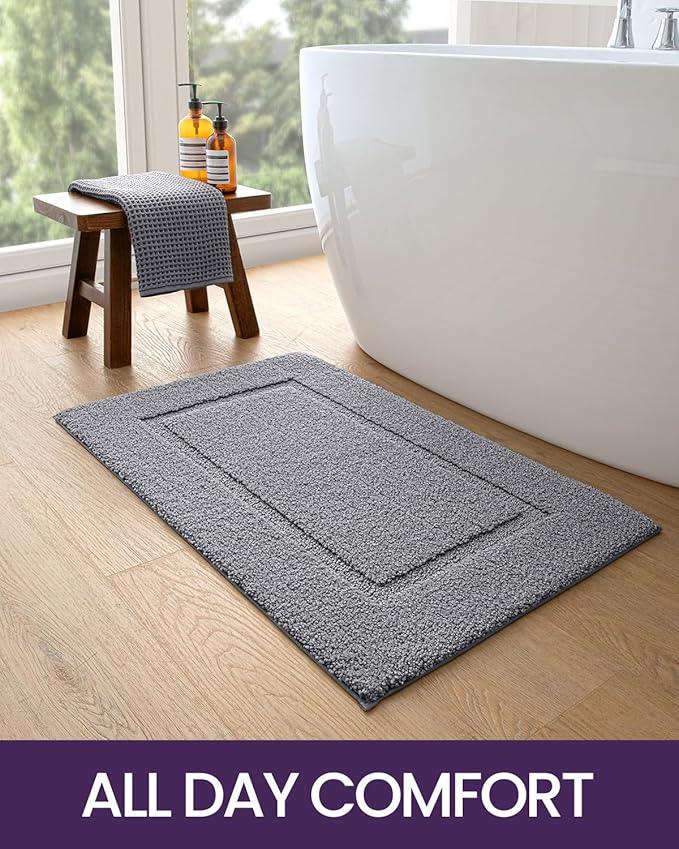 DEXI Bathroom Rugs 32x20, Washable Non Slip Bath Mat for Shower Floor, Absorbent Quick Dry Bathmat with Rubber Backing, Ultra Soft Plush Carpet for Tub, Grey - ModernBath