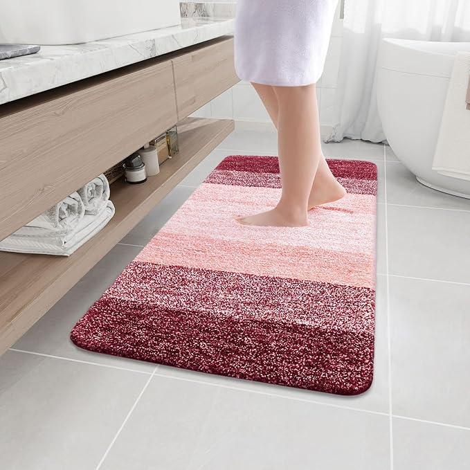 Arotive Microfiber Bathroom Rugs, Shaggy Soft and Absorbent Bath Rug, Non-Slip, Thick Plush Machine Washable Dry Bath Mats for Bathroom, Tub and Shower, 40x24, Burgundy, Rectangular - ModernBath