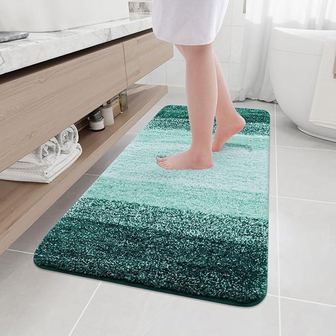 Arotive Microfiber Bathroom Rugs, Shaggy Soft and Absorbent Bath Rug, Non-Slip, Thick Plush Machine Washable Dry Bath Mats for Bathroom, Tub and Shower, 47x24, Dark Green, Rectangular - ModernBath