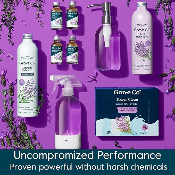 Grove Co. Hydrating Gel Hand Soap Refills (3 x 13 Fl Oz) Plastic-Free Liquid Hands Cleaner Refill Set, Leaves Hands Soft and Clean, 100% Natural Lavender Blossom & Thyme Fragrance - ModernBath
