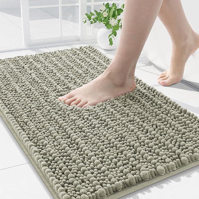 Arotive Luxury Chenille Bathroom Rug Mat, Extra Soft Thick Absorbent Shaggy Bath Rugs, Non-Slip Machine Wash Dry, Plush Bath Mats for Bathroom, Shower and Tub, 47x24, Warm Taupe - ModernBath