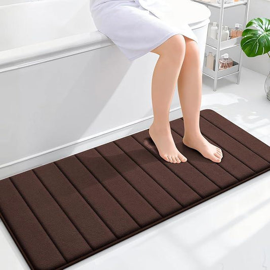 OLANLY Memory Foam Long Bathroom Rugs Runner 47x20, Super Soft Absorbent Bath Mat, Quick Dry, Machine Washable Shower Floor Rugs, Bathmat Carpet, Bathroom Home Decor Accessories, Brown - ModernBath