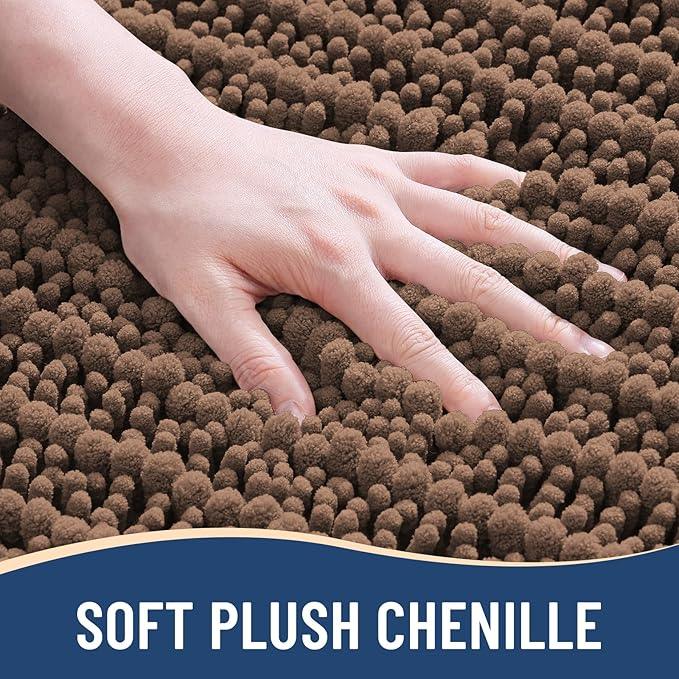 Arotive Luxury Chenille Bathroom Rug Mat, Extra Soft Thick Absorbent Shaggy Bath Rugs, Non-Slip Machine Wash Dry, Plush Bath Mats for Bathroom, Shower and Tub, 36x24, Mocha - ModernBath