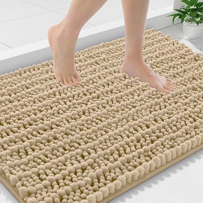 Smiry Bathroom Rugs Mat 36x24, Extra Soft Absorbent Chenille Bath Rugs, Non Slip Rubber Backing Machine Washable Quick Dry Bath Mats for Bathroom Floor, Tub, Shower, Home Decor Accessories, Beige - ModernBath