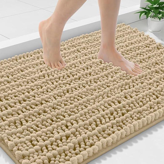 Smiry Bathroom Rugs Mat 36x24, Extra Soft Absorbent Chenille Bath Rugs, Non Slip Rubber Backing Machine Washable Quick Dry Bath Mats for Bathroom Floor, Tub, Shower, Home Decor Accessories, Beige - ModernBath