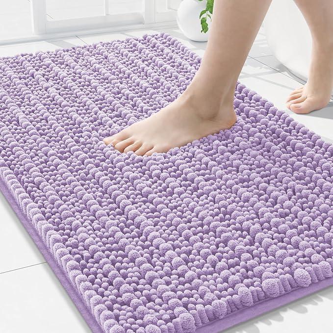 Arotive Luxury Chenille Bathroom Rug Mat, Extra Soft Thick Absorbent Shaggy Bath Rugs, Non-Slip Machine Wash Dry, Plush Bath Mats for Bathroom, Shower and Tub, 34x21, Light Purple - ModernBath