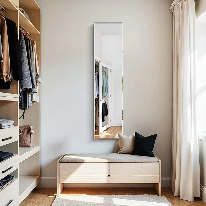 KOCUUY Frameless Full Length Mirror, 48" x 12" Beveled Bathroom Vanity Mirror, Large Rectangle Wall Mirror with Beveled Edge, Tempered Glass, Horizontal/Vertical - ModernBath