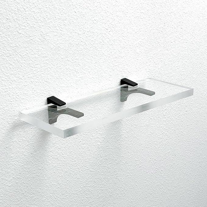 Clear Acrylic Shelves for Wall Storage, 6" W X 36" L, 3/4" Thick Wall Mounted Floating Shelves for Bedroom, Living Room, Bathroom, Kitchen -‎Easy Installation with Screws and Black Finish Brackets - ModernBath