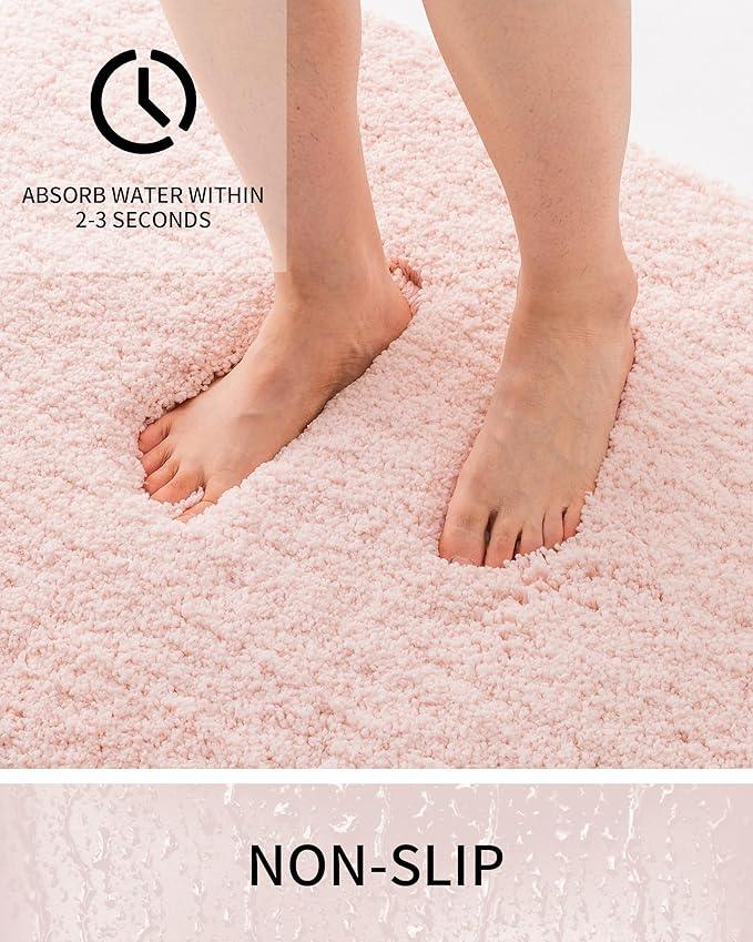 Ruggnovea Bathroom Rugs Non Slip Washable, Ultra Soft Thick Shaggy Absorbent Bath Mats, High Density Foam Latex Non Slip Backing Bath Rugs, Microfiber Bath Mats for Bathroom Floor&Sink,24x17,SK Pink - ModernBath