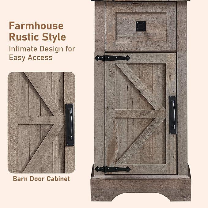 OKD Bathroom Storage Cabinet, Farmhouse Storage Cabinet with Adjustable Shelves & Drawer, Tall Linen Tower for Bathroom, Living Room, Light Rustic Oak - ModernBath