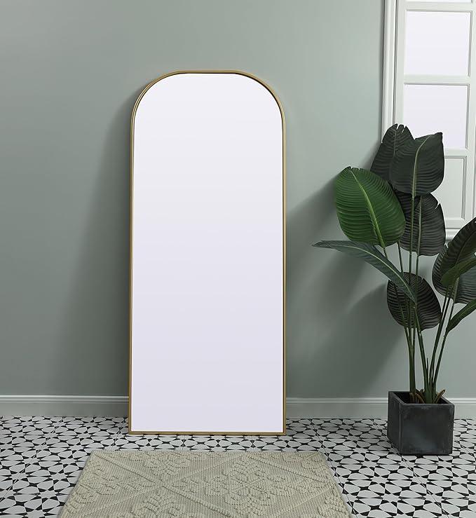 Illuminate, Metal Frame Arch Full Length Mirror 28X66 Inch in, Modern, Brass - ModernBath