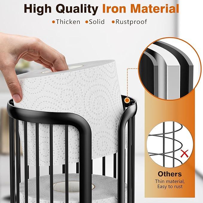 Toilet Paper Holder Stand, Freestanding Toilet Tissue Organizer, Minimalistic Storage Solution, Reserve Mega Rolls-Modern Black - ModernBath