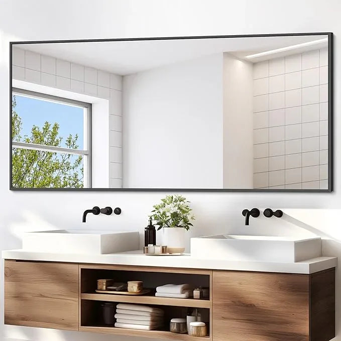 DESBING Black Bathroom Mirror for Wall, 72x36 Inch Rectangle Mirrors with Metal Frame, Modern Vanity Wall Mirror Decor for Entryway Hangs, Bathroom Living Room Horizontal or Vertical - ModernBath
