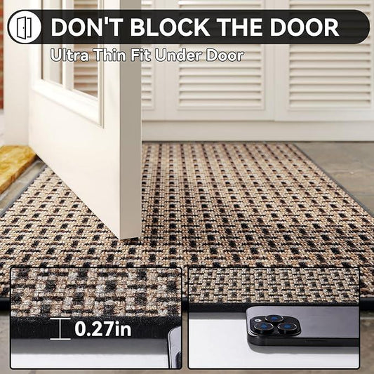 YDKGL Bath Mat Rug-Ultra Thin Non Slip Bath Mats for Bathroom Mat Quick Dry, Rubber Backing Washable Bathroom Rugs Fit Under Door, Absorbent Bath Rugs,Shower Outside,Sink Black 24"x35" - ModernBath