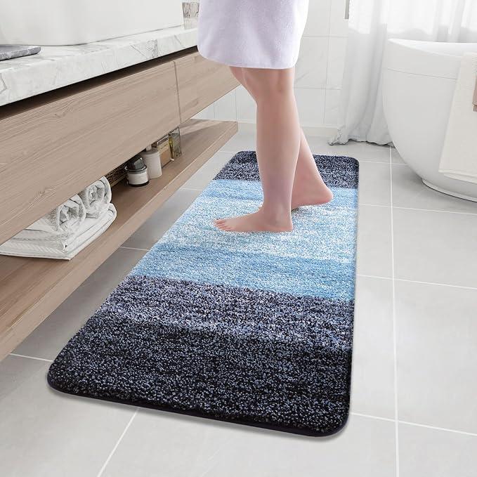 Arotive Microfiber Bathroom Rugs, Shaggy Soft and Absorbent Bath Rug, Non-Slip, Thick Plush Machine Washable Dry Bath Mats for Bathroom, Tub and Shower, 59x20, Blue, Rectangular - ModernBath