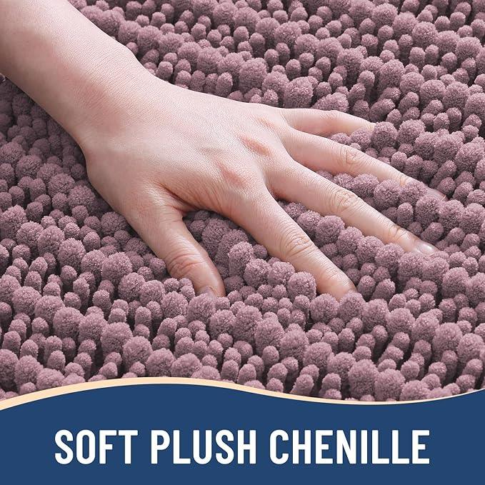 Arotive Luxury Chenille Bathroom Rug Mat, Extra Soft Thick Absorbent Shaggy Bath Rugs, Non-Slip Machine Wash Dry, Plush Bath Mats for Bathroom, Shower and Tub, 34x21, Deep Plum - ModernBath
