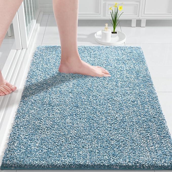 Yimobra Bathroom Rugs Non Slip Washable,Soft Absorbent Microfiber Bath Mat, Dual-Tone Decor Rug with Rubber Backing for Bathroom Floor,Tub and Shower,32x20, Home Essentials,Denim Blue - ModernBath